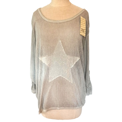 Shirt grau tüll transparent - grau,